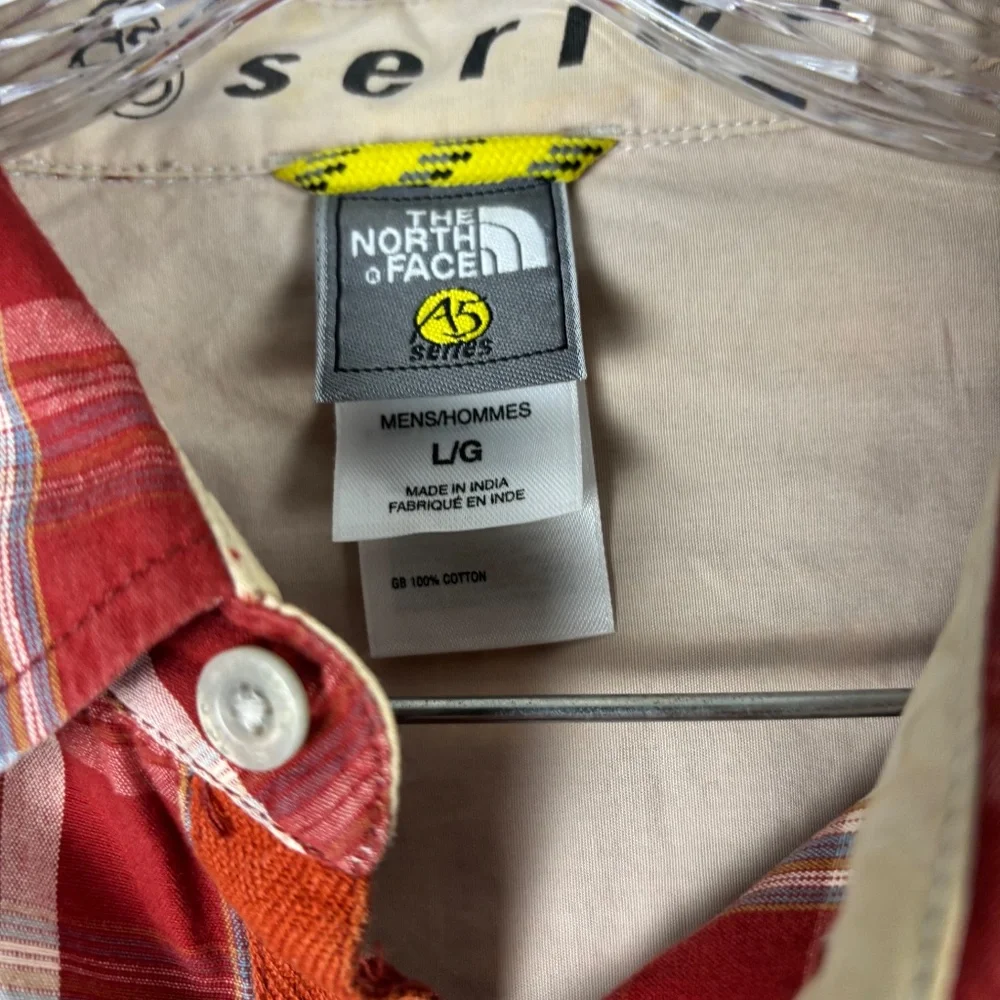 The North Face, Shirt Size L, Red/Gray, A5 Series, Button Up, Plaid, Long Sleeve